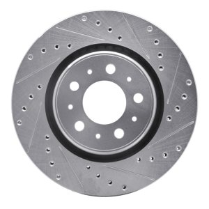 Volvo C70 Brake Rotor (1) - Front Right - R1 Concepts - Drilled & Slotted - Silver - `98-`04